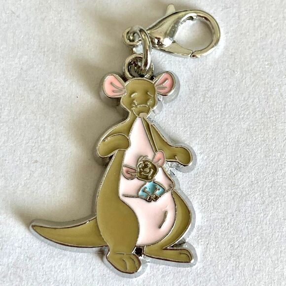 Vtg Disney Kanga Roo Winnie the Pooh Clip On Charm Zipper Pull Purse Bag Signed - Picture 3 of 8